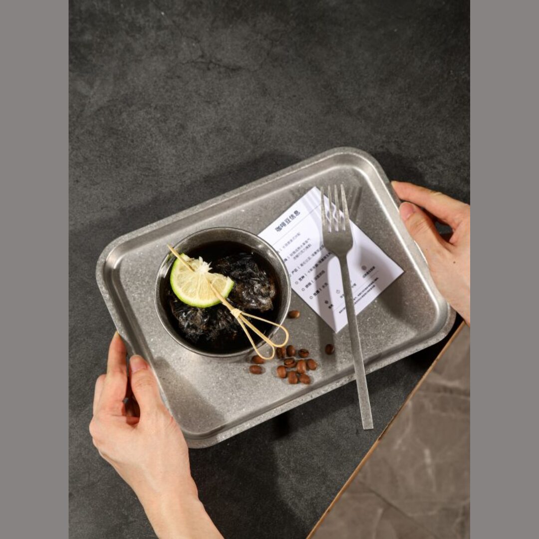 צלחת נירוסטה קינוחים מרובעת רטרו 25X18X1.5 ס"מ Alfa Steel