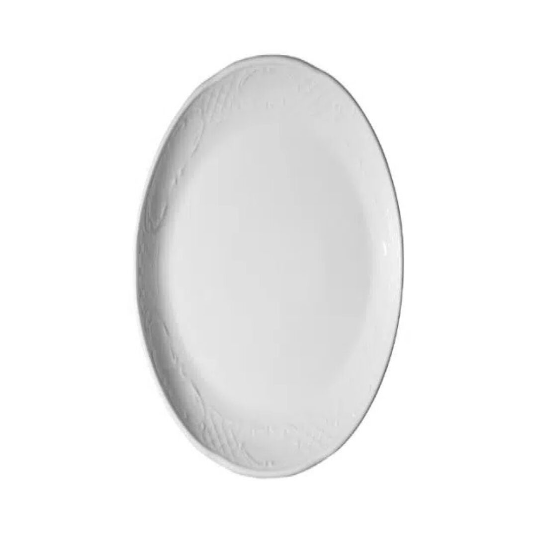 פלטה אובלית 36 ס"מ - פורצלן לבן מעוטר דגם קלאסיקו