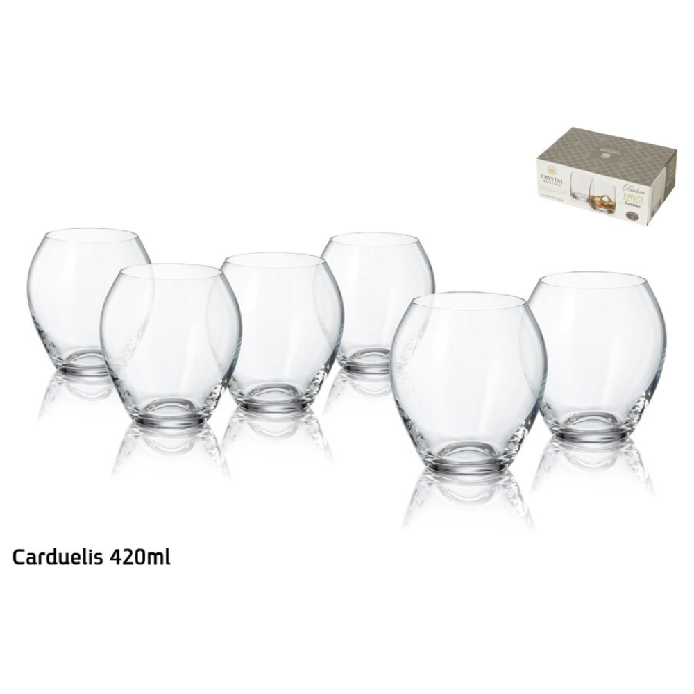 סט 6 כוס שתייה\ויסקי - 420 מ"ל CARDUELIS קריסטל בוהמיה