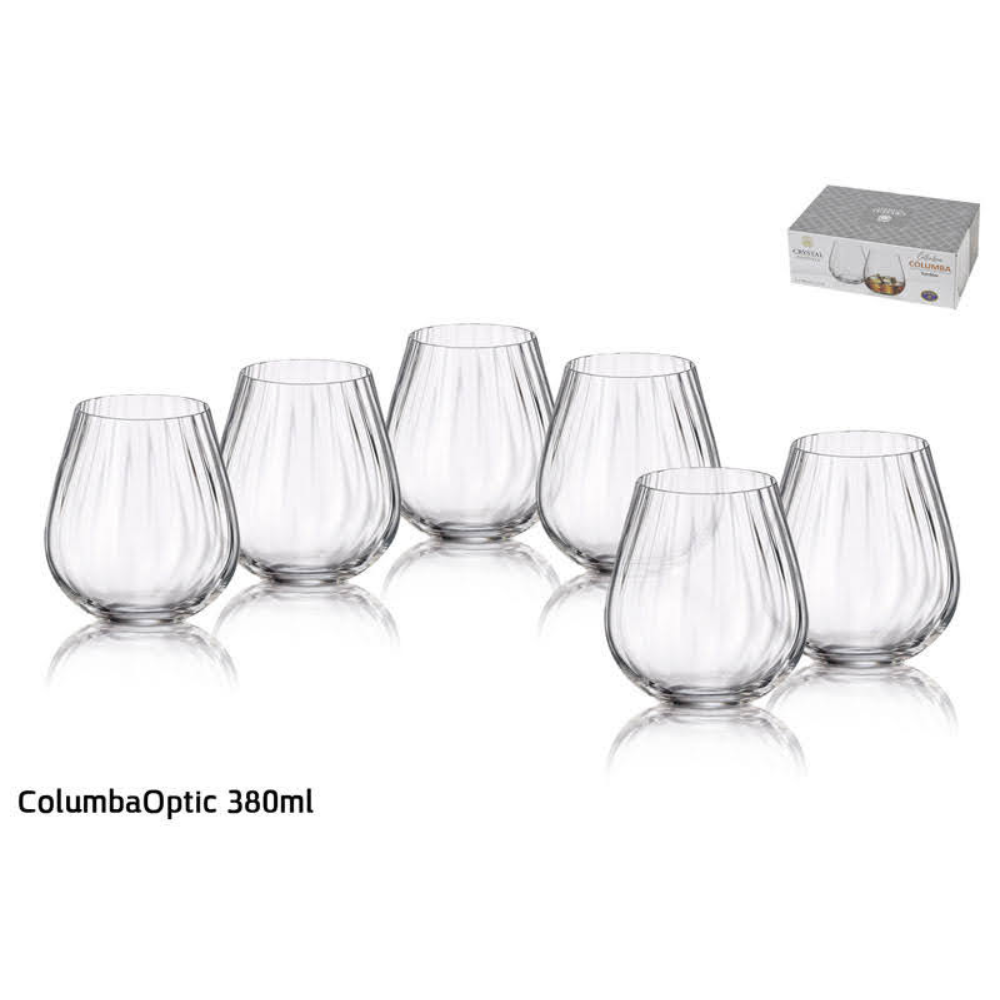 סט 6 כוס שתייה \ ויסקי – 380 מ”ל דגם COLUMBAOPTIC קריסטל בוהמיה