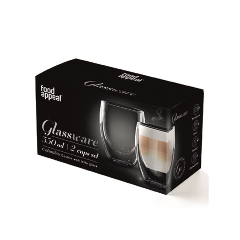סט 2 כוסות דאבל דופן כפולה 350 מ"ל LATTE COLOMBIA LIMITED EDITION