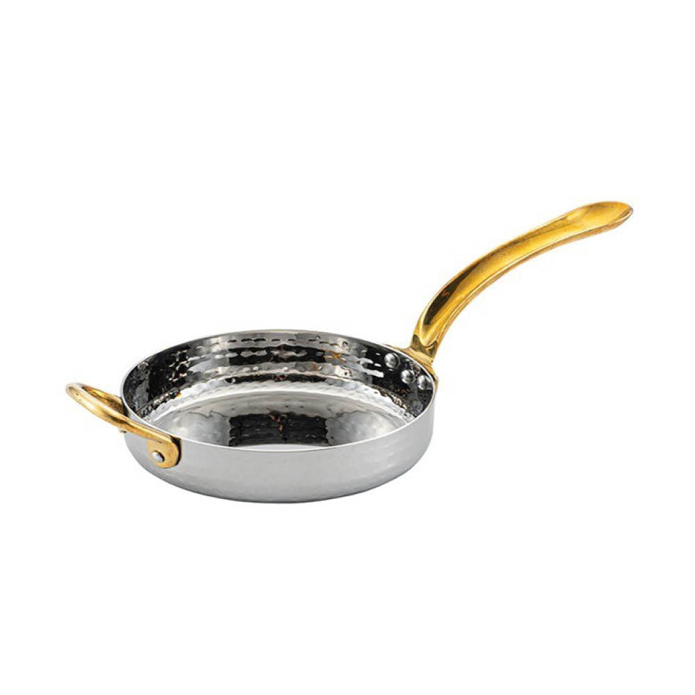 מחבת מיני נירוסטה ידיות פליז 12X3.5 ס”מ