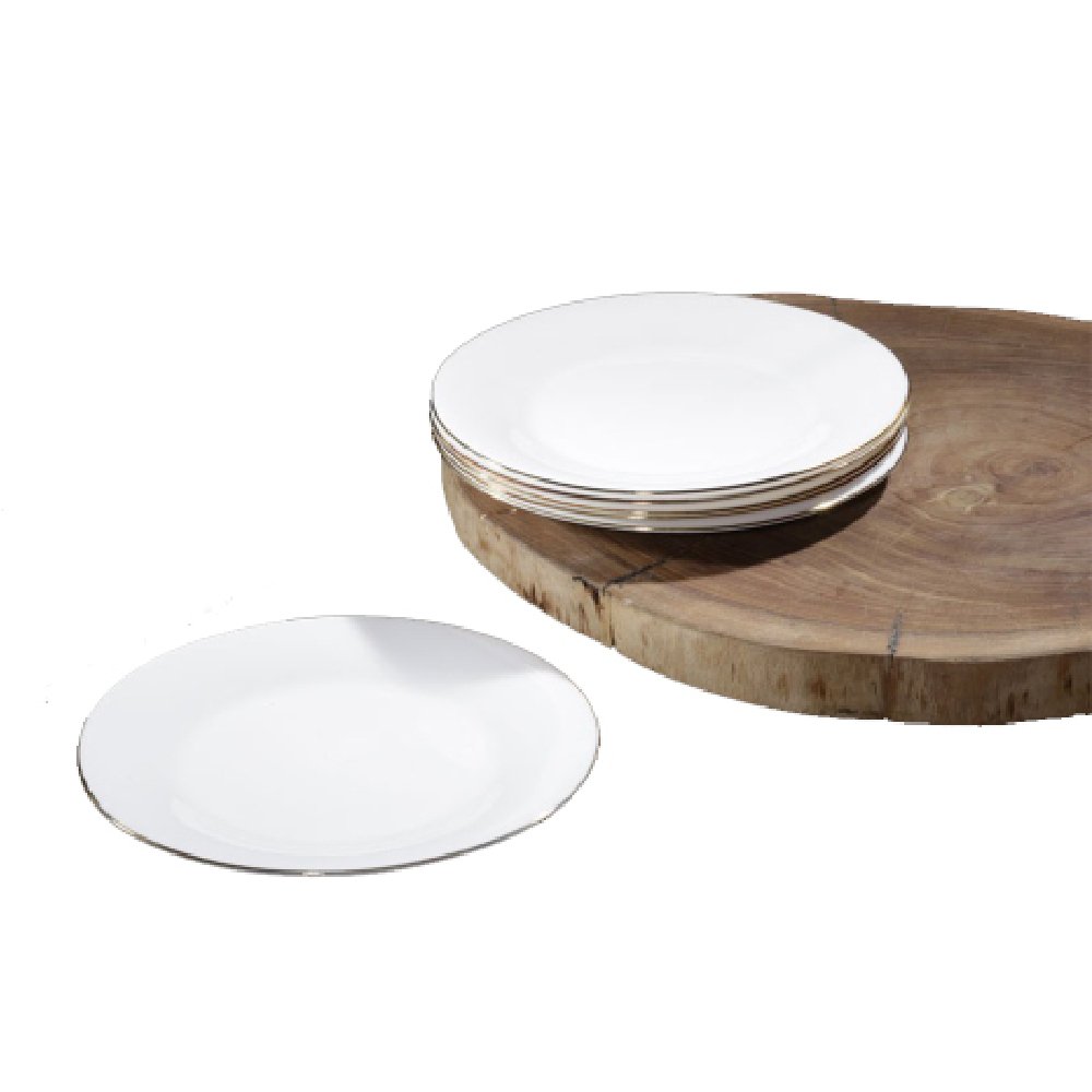 צלחת OPAL לבן פס זהב - מנה ראשונה 20 ס"מ