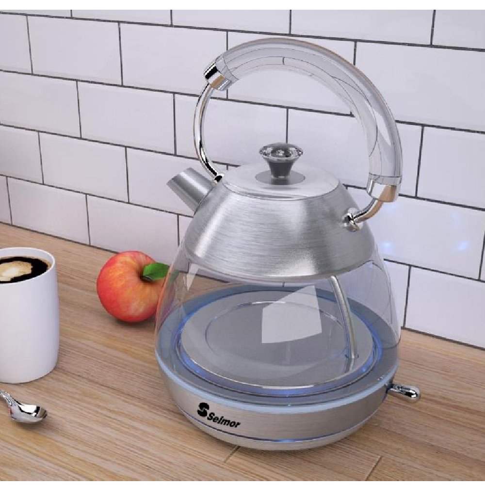 קומקום חשמלי זכוכית נשלף עם מעטפת נירוסטה דגם SE-930 סלמור SELMOR