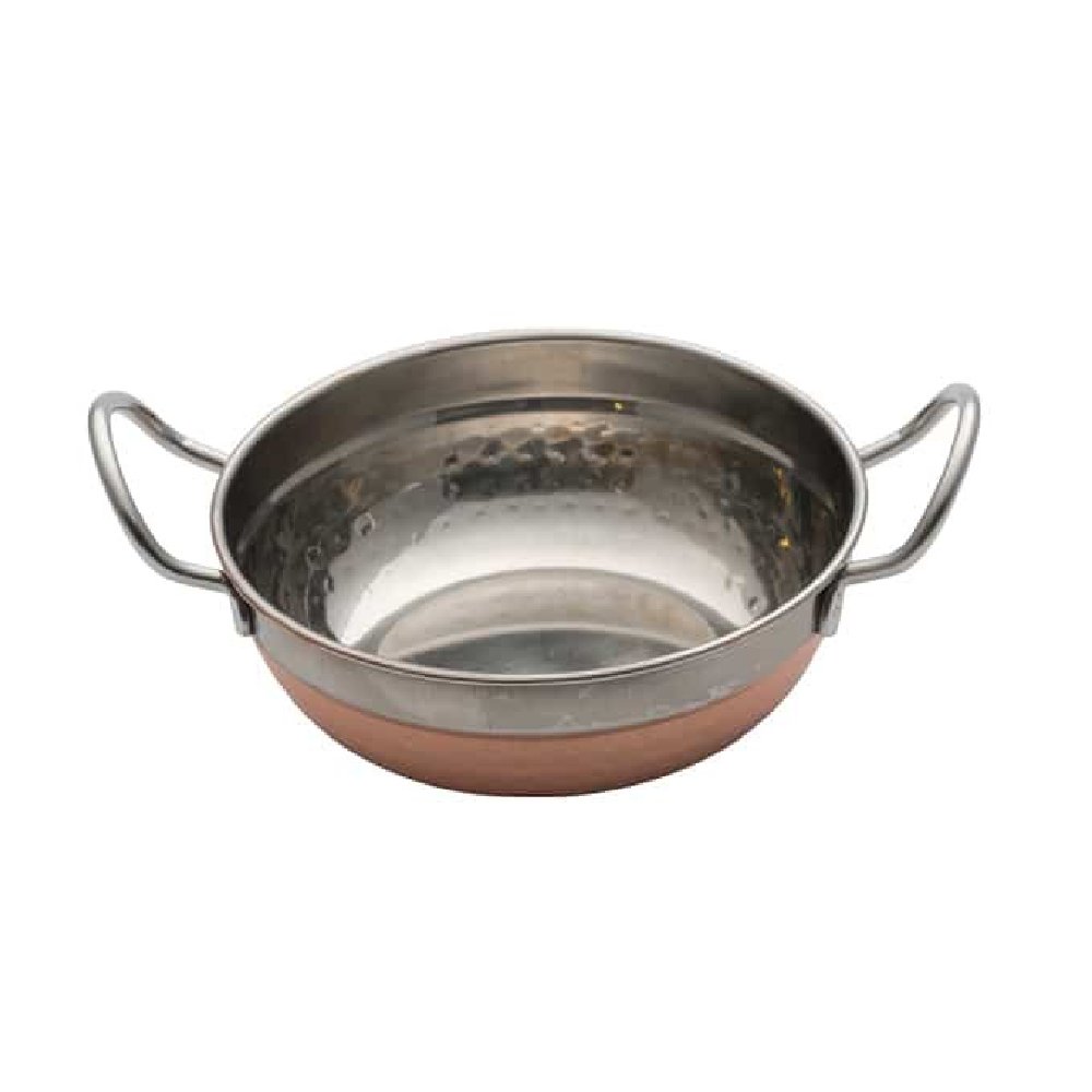מחבת עמוק עגול 2 ידיות מרוקע ציפוי נחושת 15X5.5 ס”מ