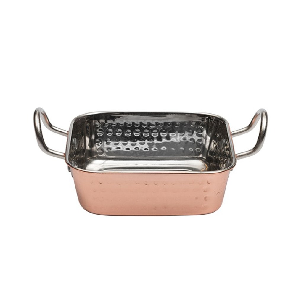 תבנית מלבנית עם ידיות מרוקע ציפוי נחושת 14.5X9ס”מ