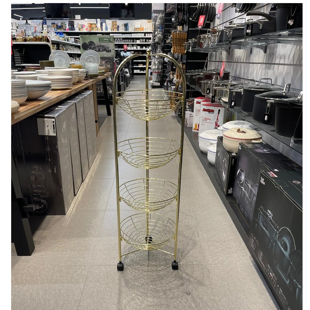 מעמד לירקות זהב 4 קומות - סלסלה עגולה