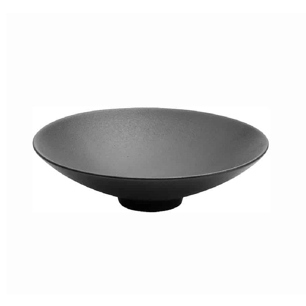 צלחת עמוקה מוגבעת שחור מט פורצלן עם רגל 25 ס"מ