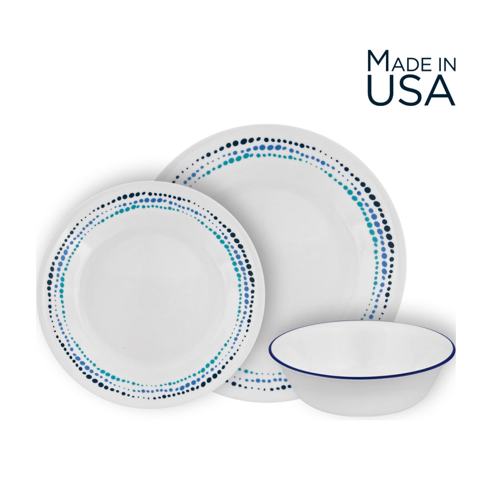 סט צלחות 18 חלקים , דגם Ocean Blues , מבית קורנינג corelle
