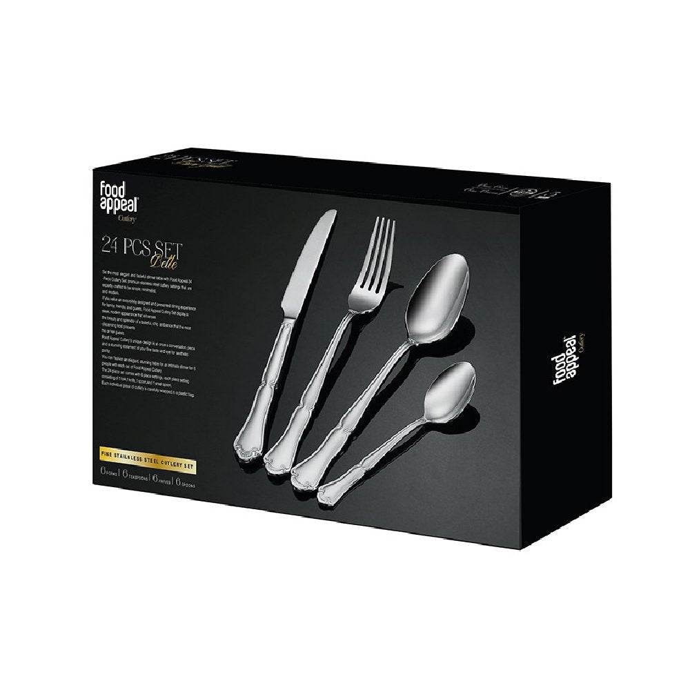 סט סכו"ם יוקרתי 24 חלקים - דגם BELLE כסף מבריק