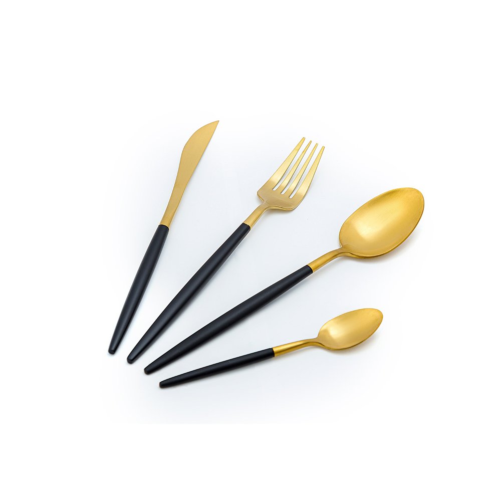 סט סכו"ם מהודר 24 חלקים BLACK FOREST זהב ושחור בגימור מט