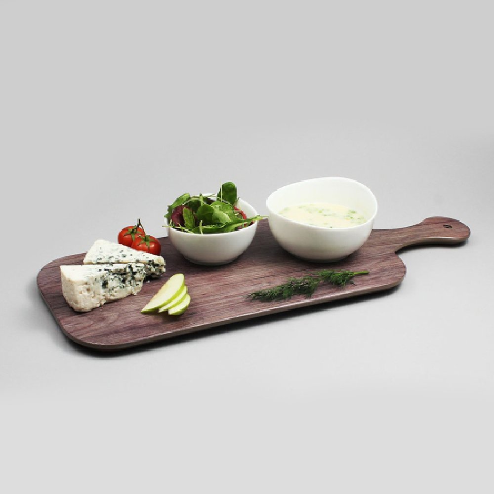 לוח דמוי עץ מלבני להגשה 20X53 + ידית מלמין