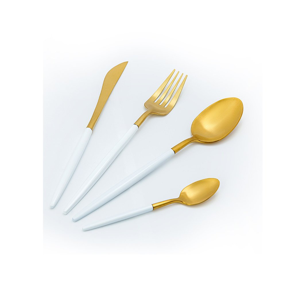 סט סכו"ם מהודר 24 חלקים WHITE FOREST זהב ולבן בגימור מט