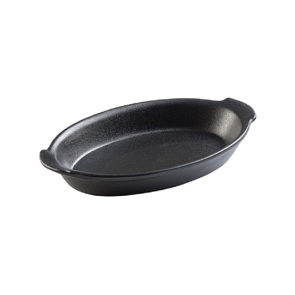 פלטה אובלית עם ידיות שחור מט פורצלן 30 ס”מ