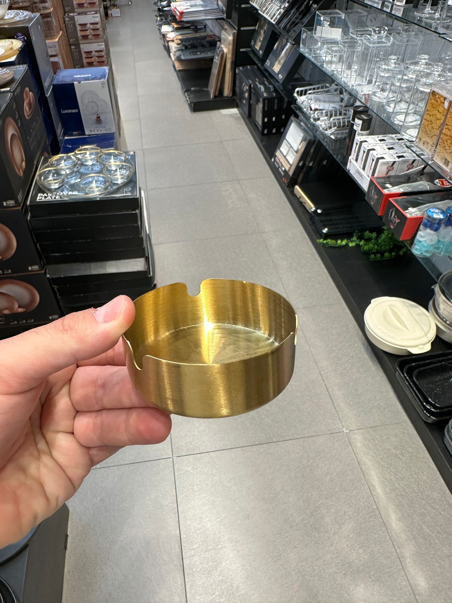 מאפרה נירוסטה - נירוסטה עגולה זהב מיני 8 ס״מ