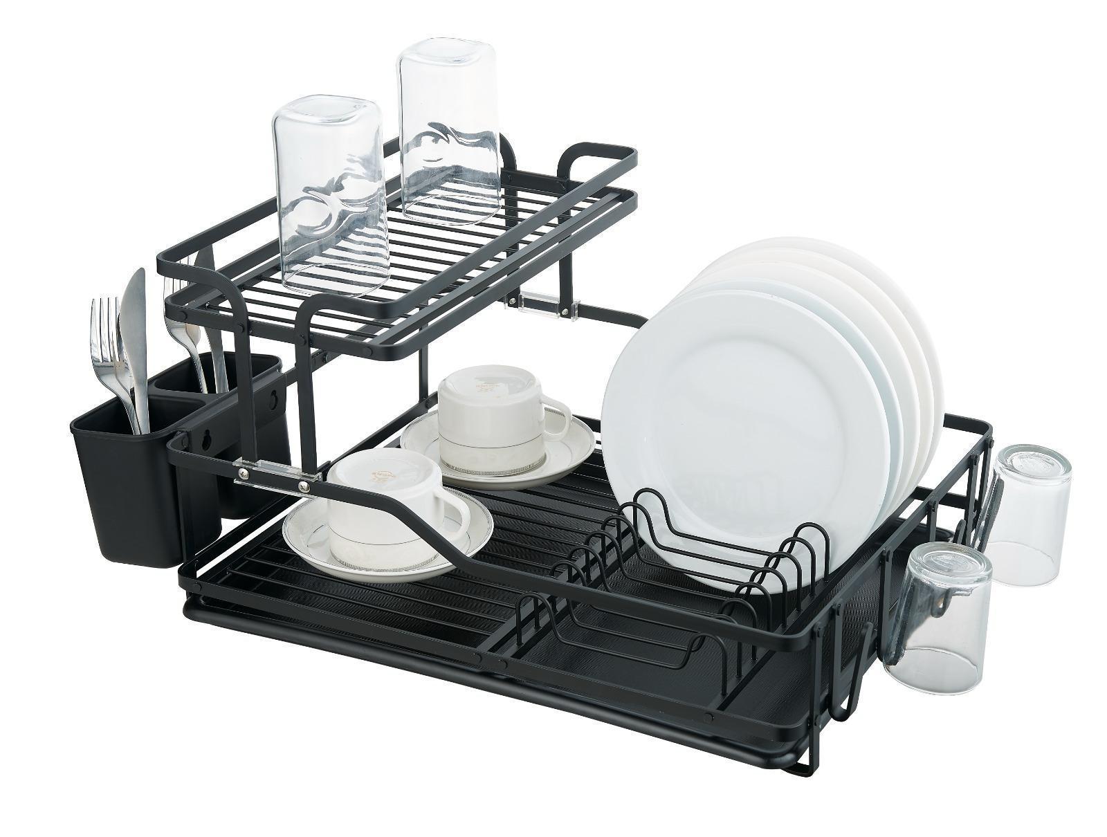 מייבש כלים - 2 קומות אלומיניום שחור ROMI