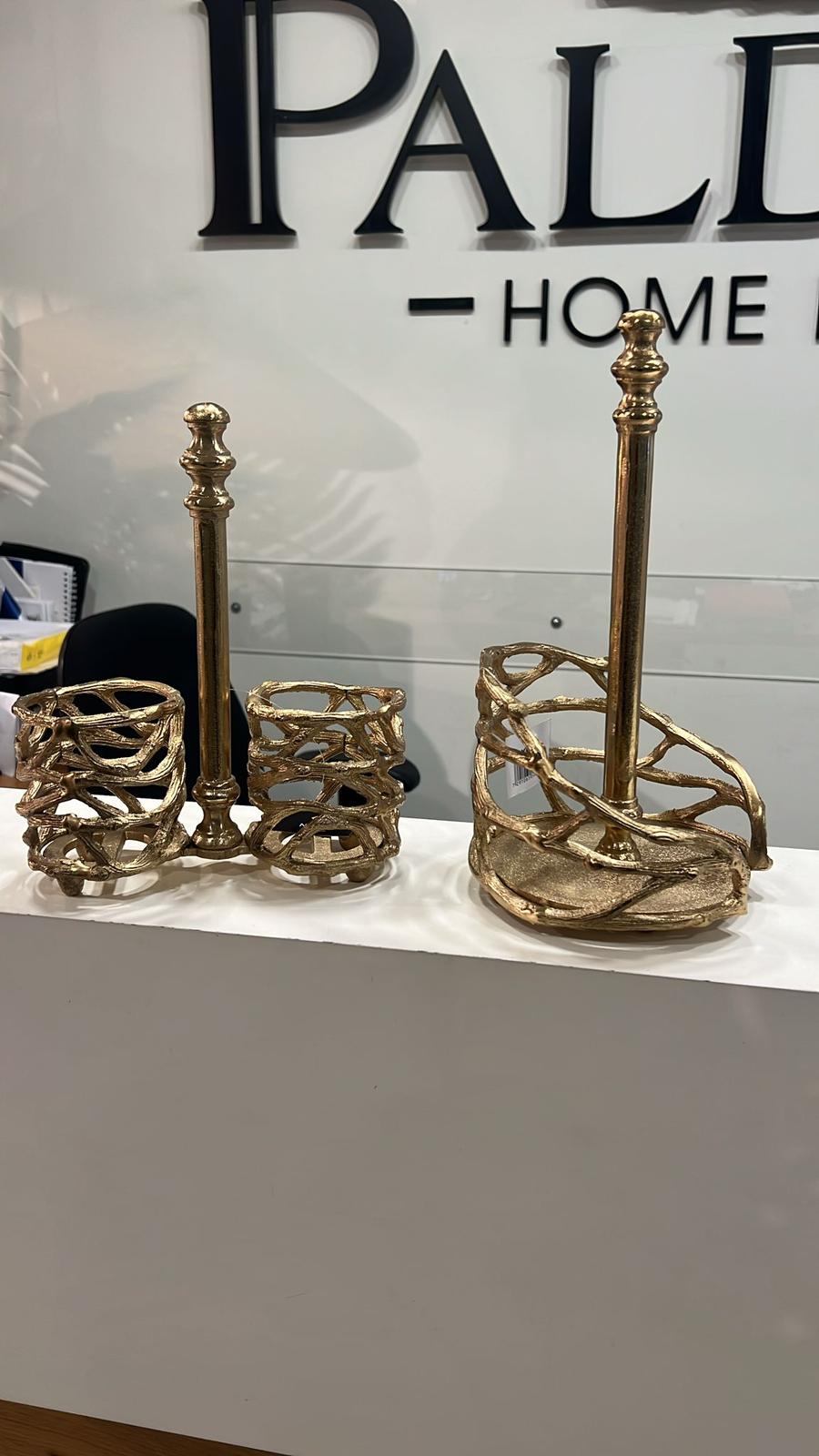 מעמד לנייר מגבת - מתכת זהב חורים 33X18 ס"מ