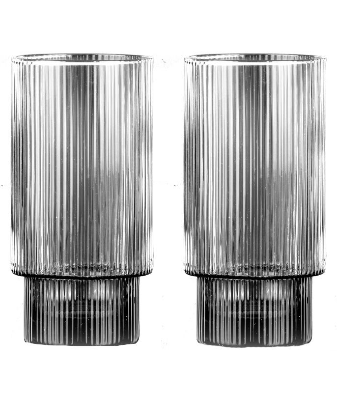 סט 6 כוס שתייה - זכוכית דגם ASTER פסים 390 מ"ל