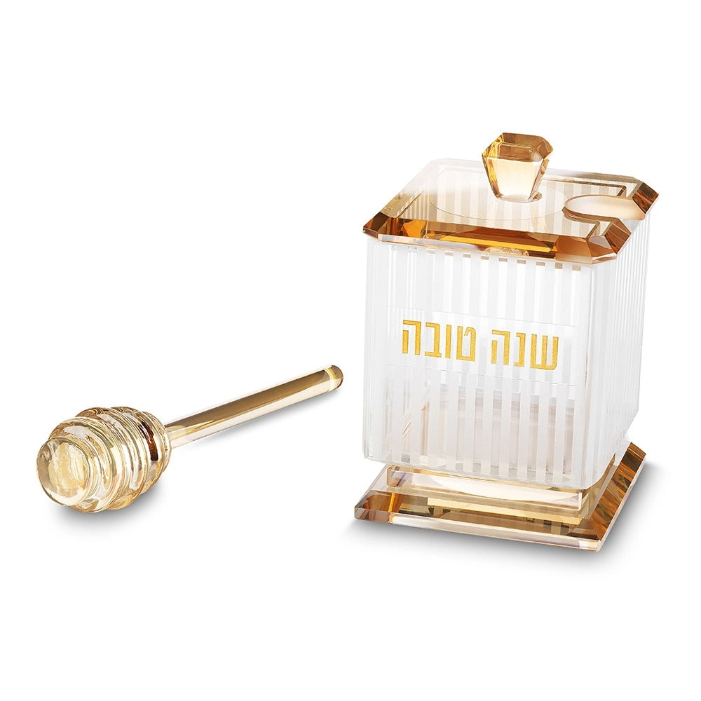 כלי לדבש - מהודר מקריסטל 10x6.5 ס"מ - זהב