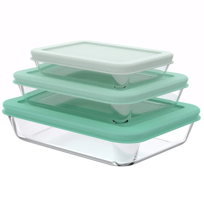 FOOD APPEAL סט אחסון זכוכית 3 חל' 700+1400+2600 מ"ל GLASS FOOD מנטה