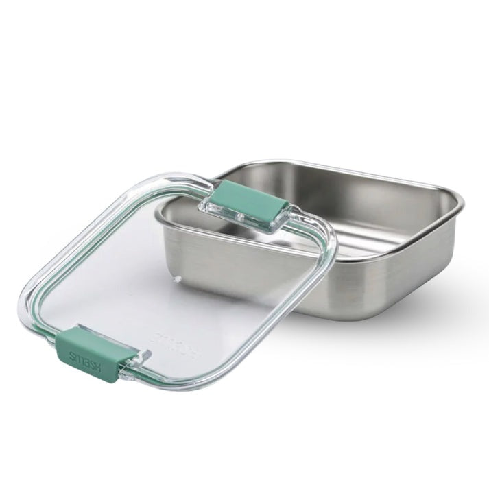 food-appeal קופסת אוכל Microwave Safe מלבנית נירוסטה 600 nל' מכסה TRITAN ירוק הרמטי