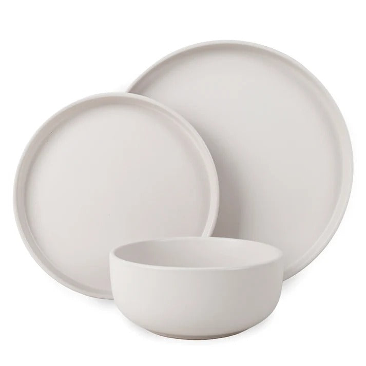 FOOD APPEAL סט צלחות אוכל אלגנטי 18 חל' Solid Stoneware בגוון קרם