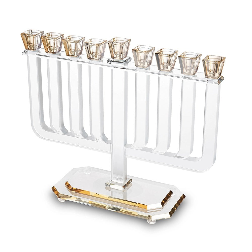 חנוכיה קריסטל - מהודרת 29x30 ס"מ זהב