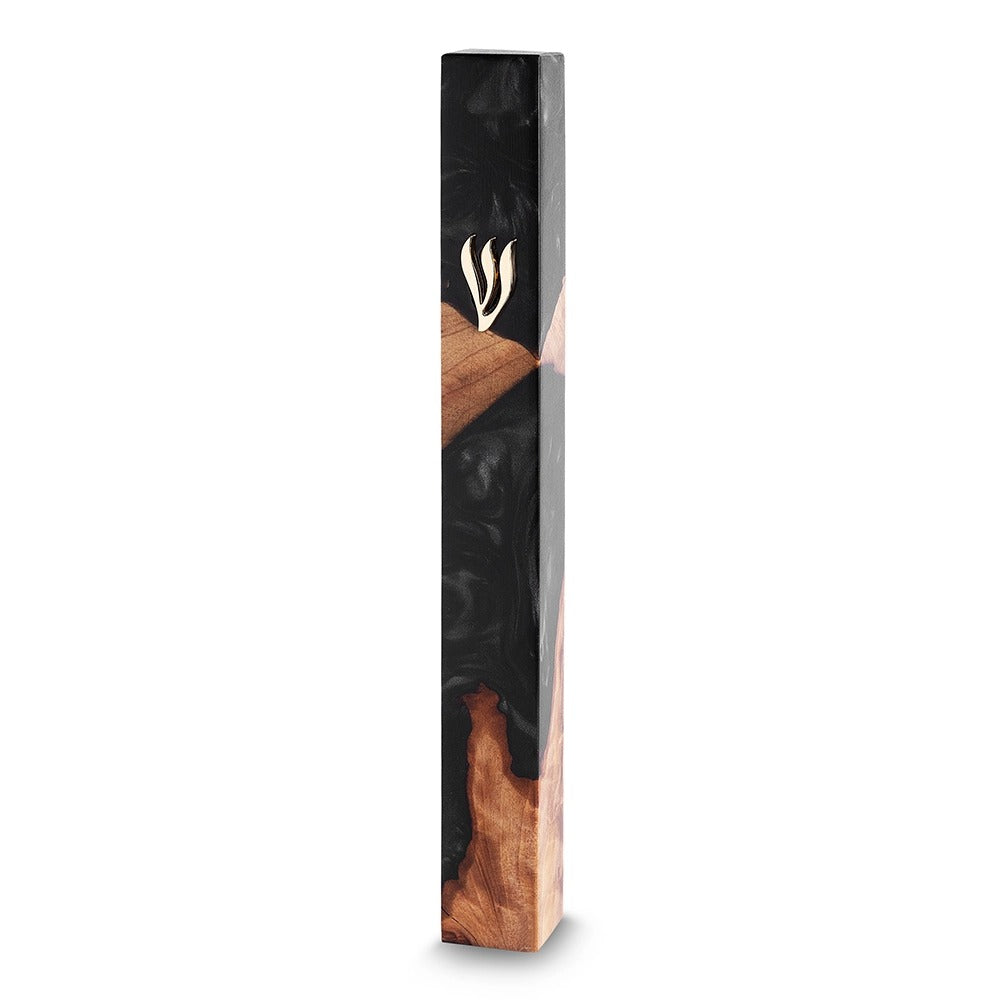 בית מזוזה - פולימר עץ עם אפוקסי צבע שחור גודל 15 ס"מ