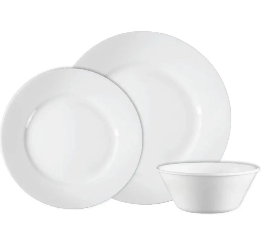 סט צלחות 18 חלקים דגם Dazzling White מבית קורנינג CORELLE