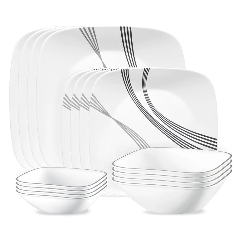 סט צלחות 16 חלקים דגם Urban Arc מבית קורנינג CORELLE
