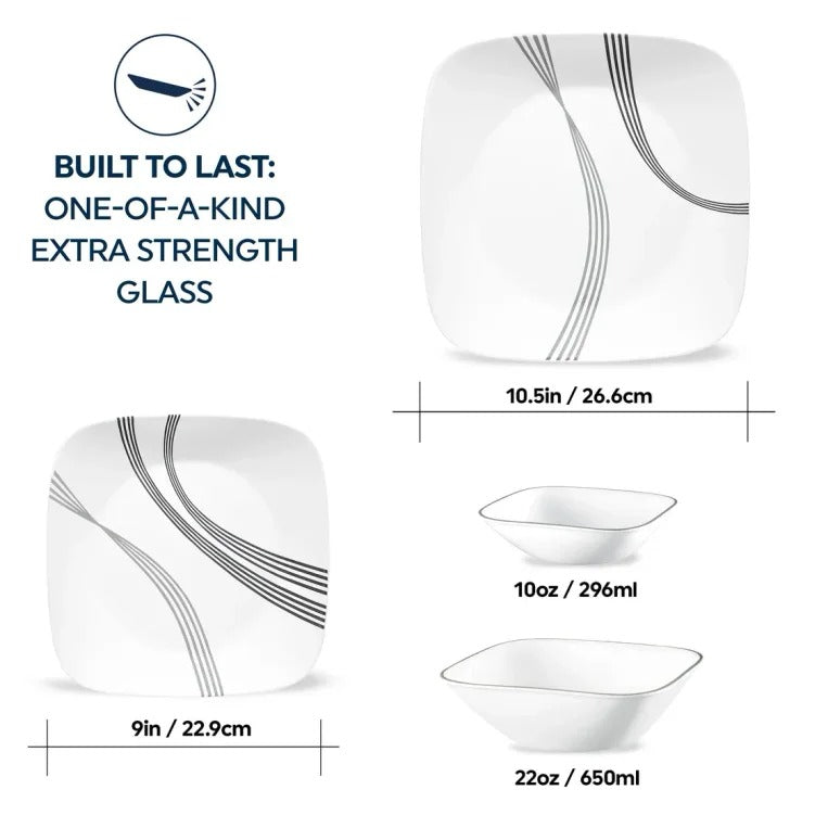 סט צלחות 16 חלקים דגם Urban Arc מבית קורנינג CORELLE