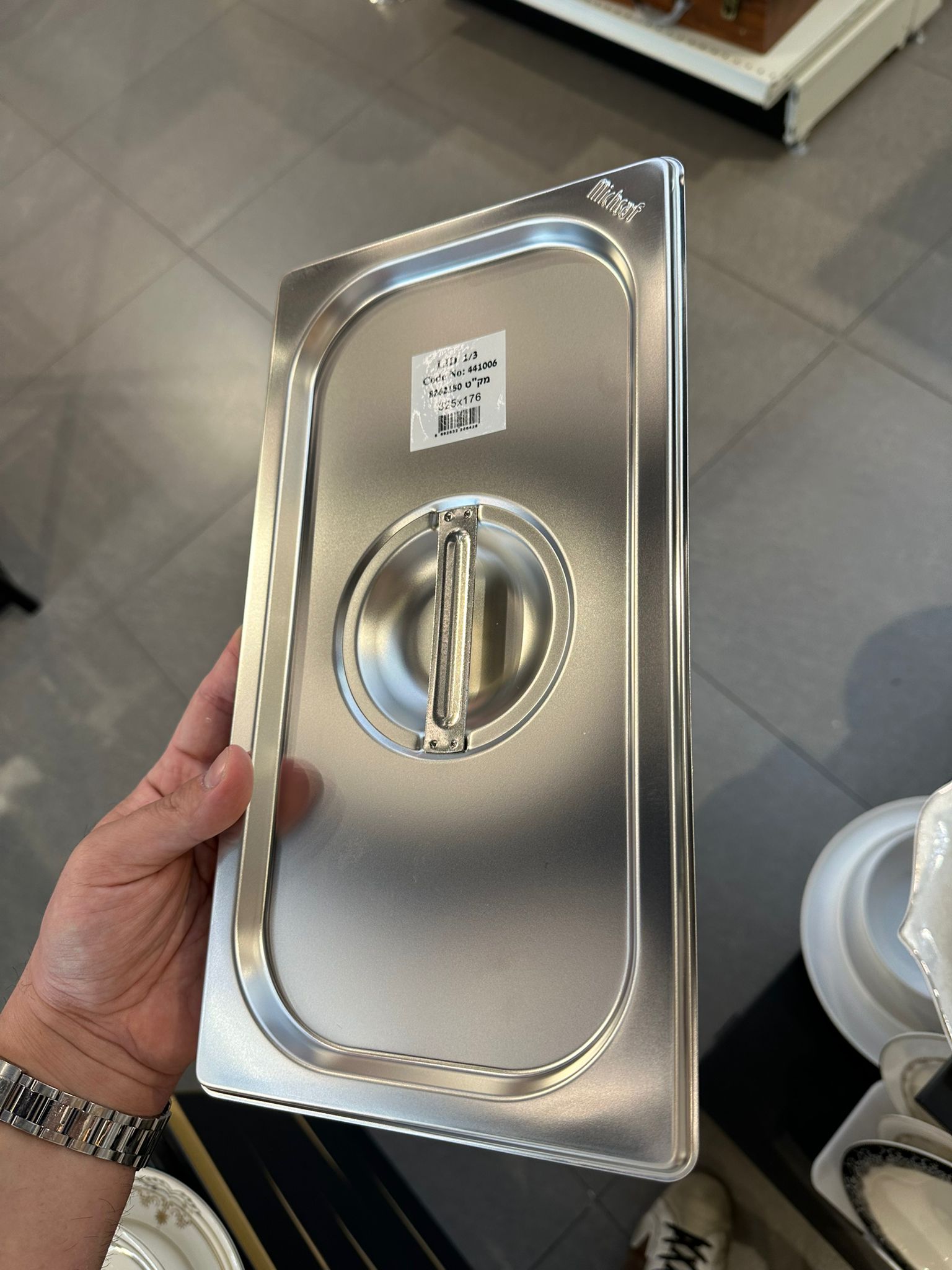 מארז אחסון וחימום - תבנית נירוסטה גסטרונום 1/3-6.5 + מכסה נירוסטה 1/3