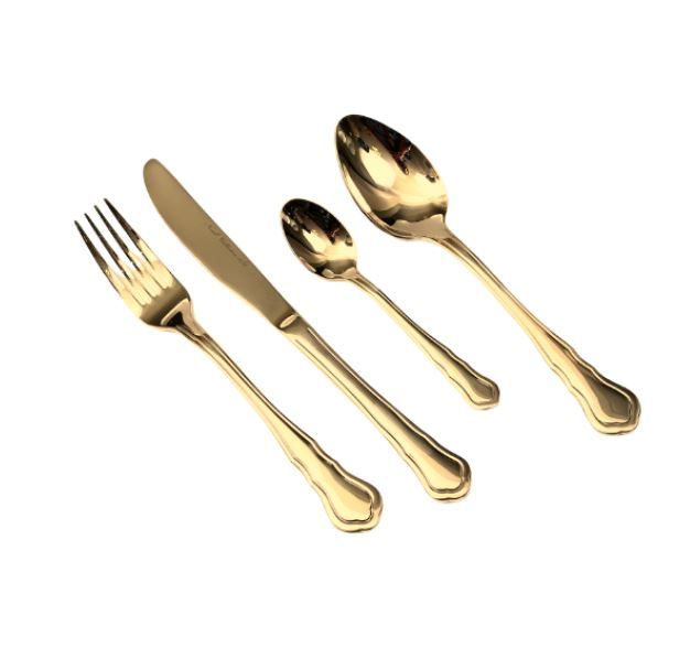 סט סכו”ם 24 חלקים – נירוסטה זהב מבריק דגם WAVES