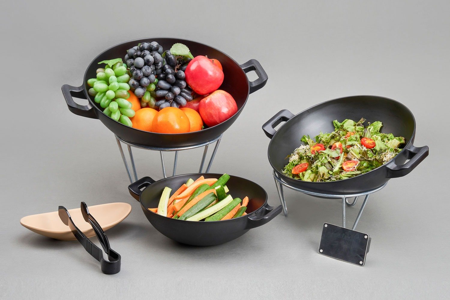 מחבת עגול עמוק + ידיות 38.5 ס”מ מלמין שחור ליטל שף