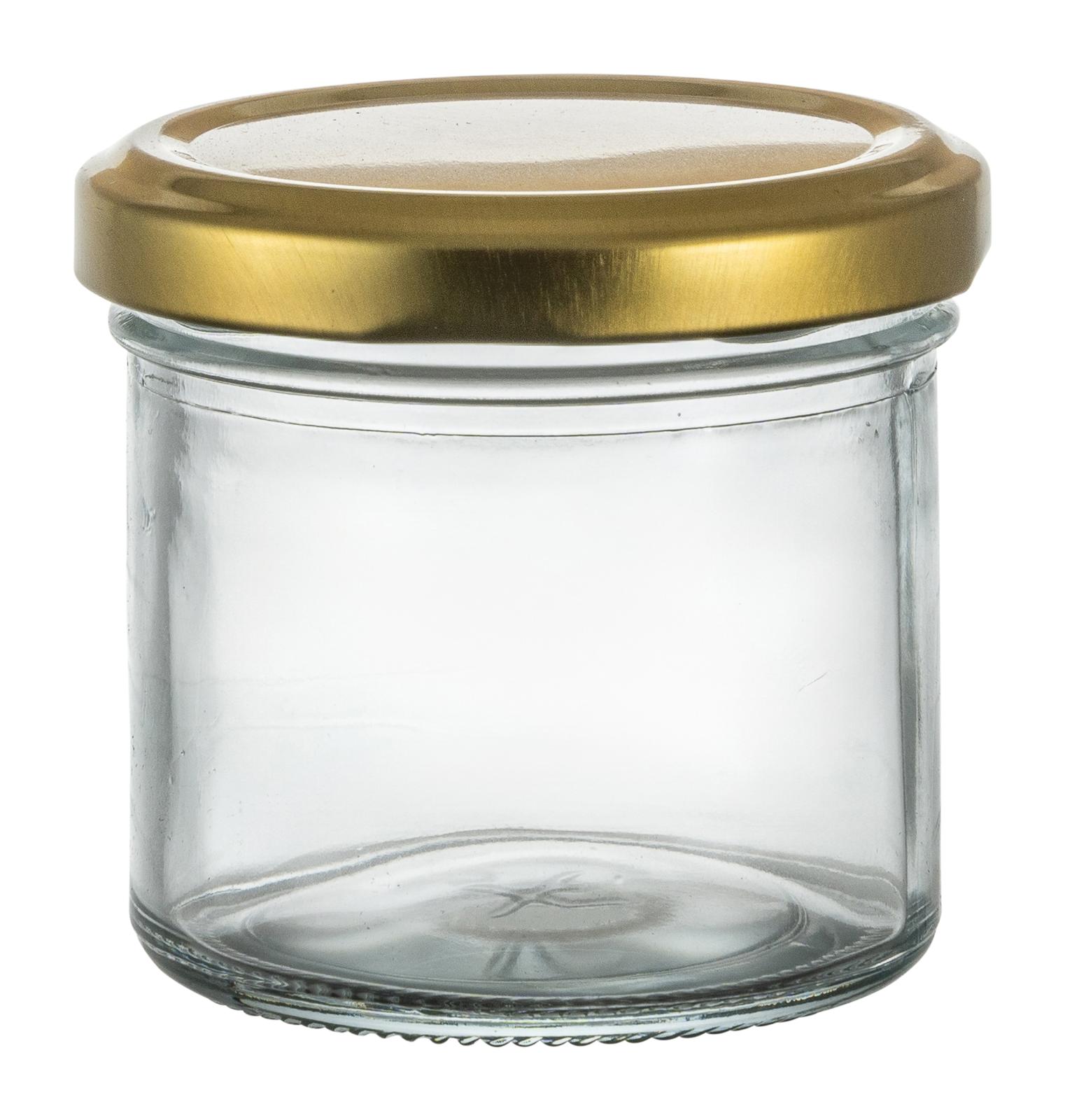 צנצנת עגולה מכסה מתכת זהב 6.5X7.2 ס"מ 150 מ"ל