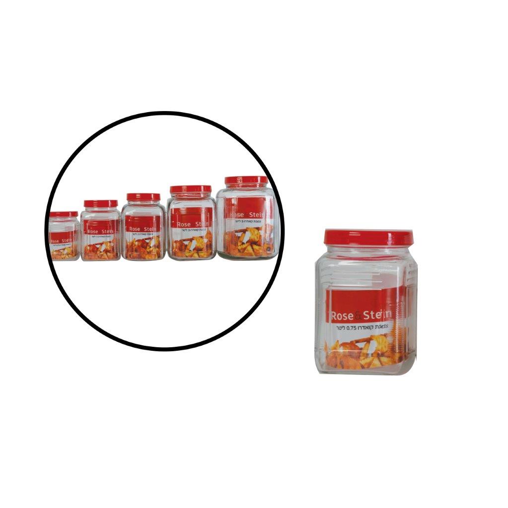 צנצנת זכוכית קוואדרו מכסה פלסטיק – 0.75 ל’