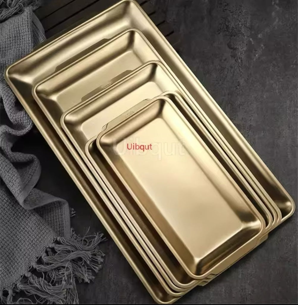 מגש נירוסטה - זהב מלבן 27X15 ס"מ