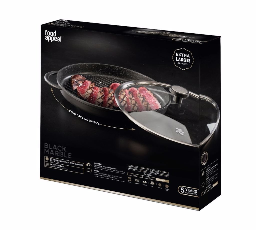 מגה פלנצ'ה 34 ס"מ עם מכסה זכוכית BLACK MARBLE