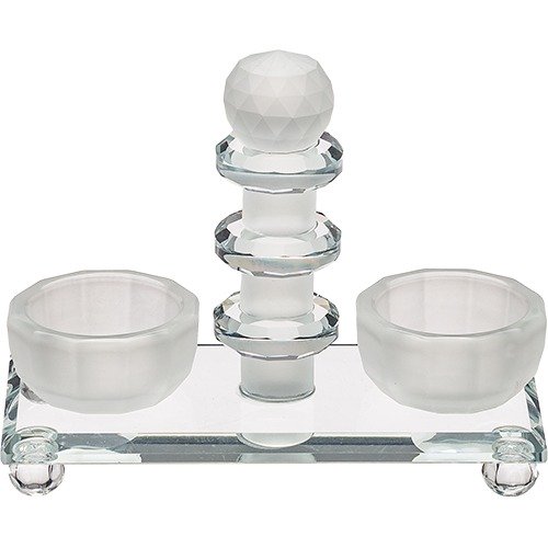 מלחיה פתוחה - קריסטל חלבי מהודרת עם בסיס 13 ס"מ