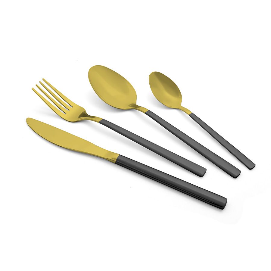 סט סכו"ם מהודר 24 חלקים GOLD/BLACK PEARL מבריק