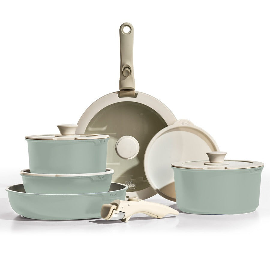 סט סירים 12 חלקים עם ידית נשלפת FLEXI מנטה מבית Food appeal