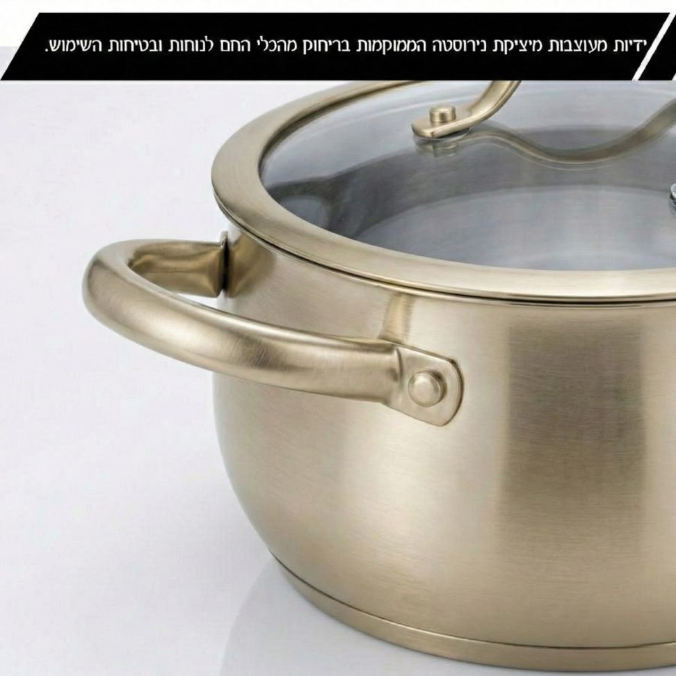 סט בישול 6 חלקים זהב סירים 18/22/26 ס"מ BELLA מבית Food