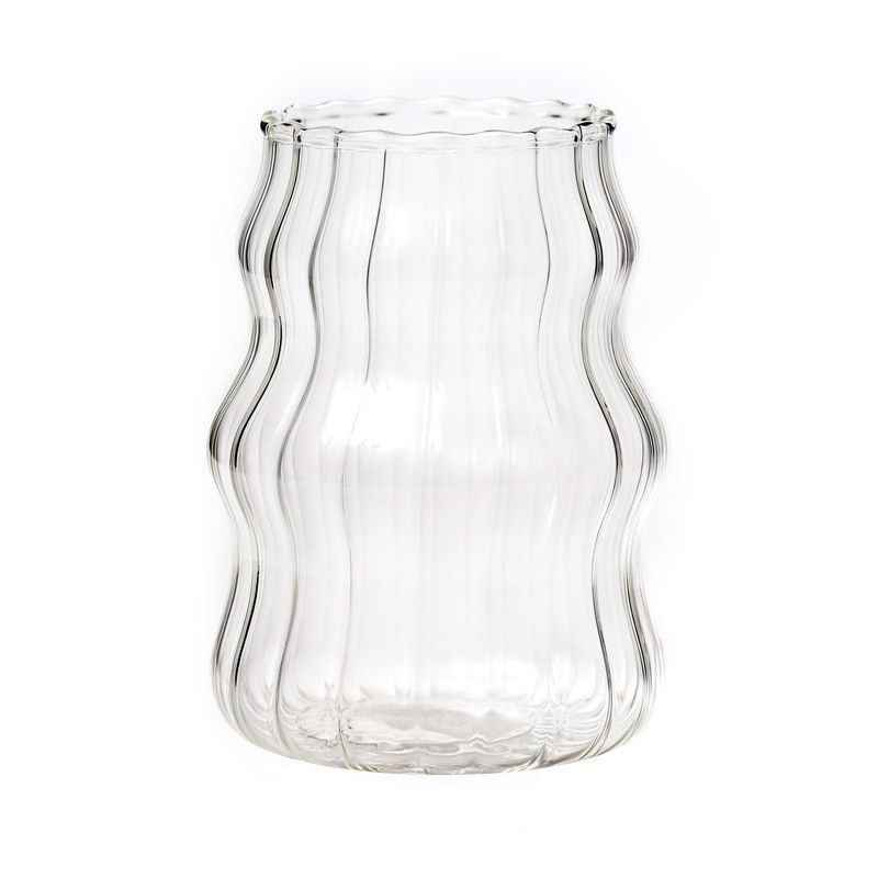 זוג כוס שתייה - זכוכית בועות שקופה 350 מ"ל