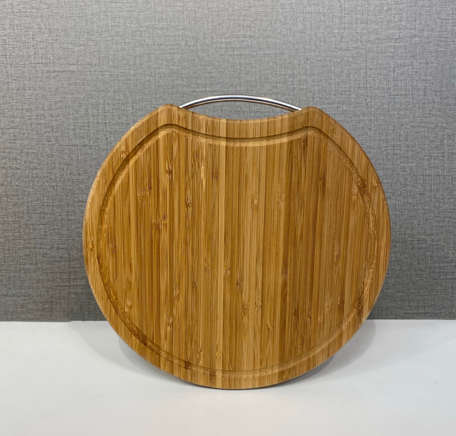 בוצ'ר עץ עגול ידית אלומיניום 28 ס"מ