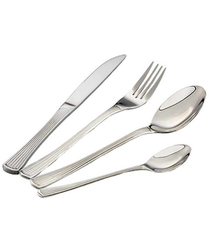 סט סכו"ם נירוסטה מהודר 24 חלקים פסים לאורך Deco