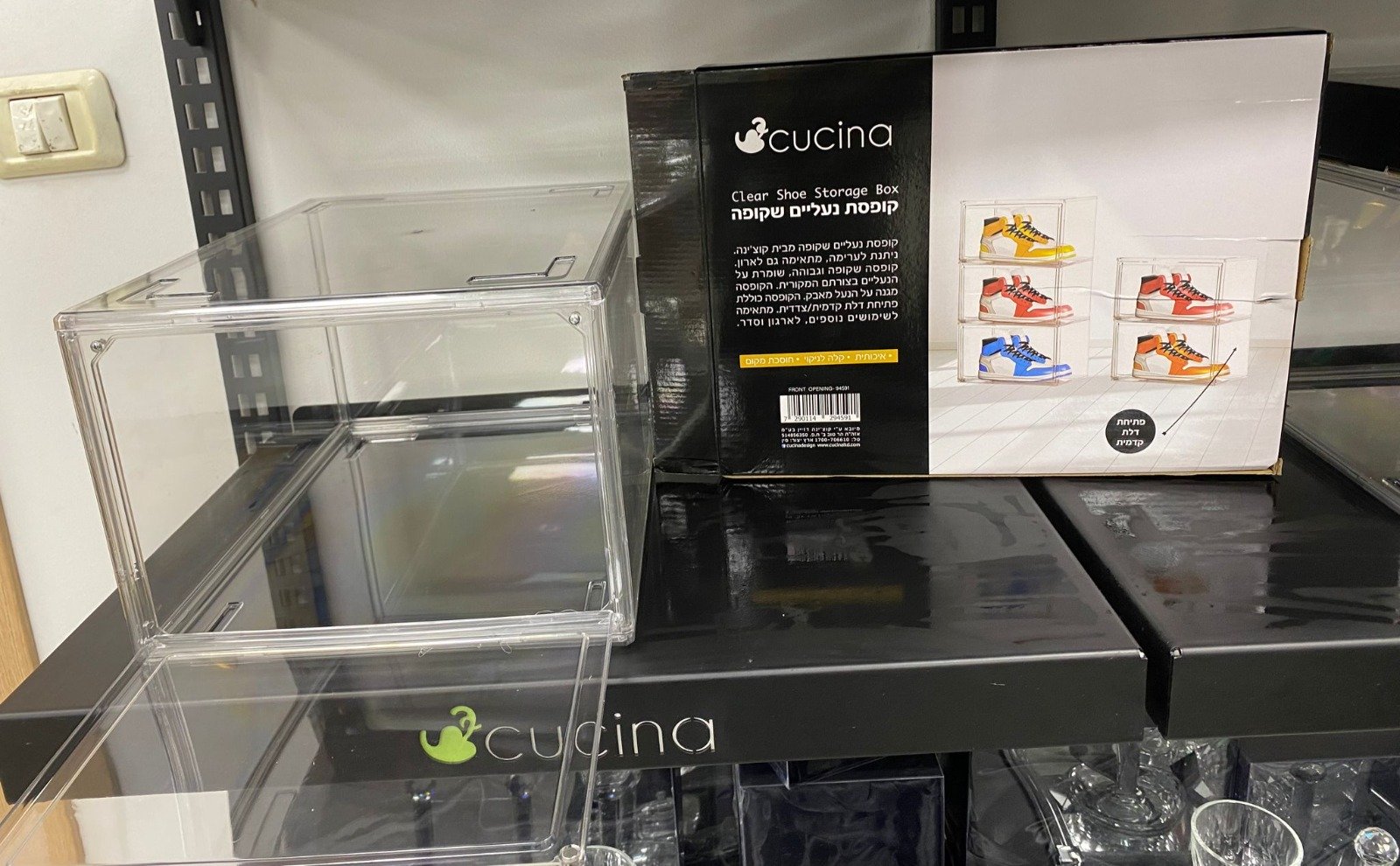 סט 6 קופסאות נעליים אקריליות – פתיחה קדמית 36*27 גובה 20