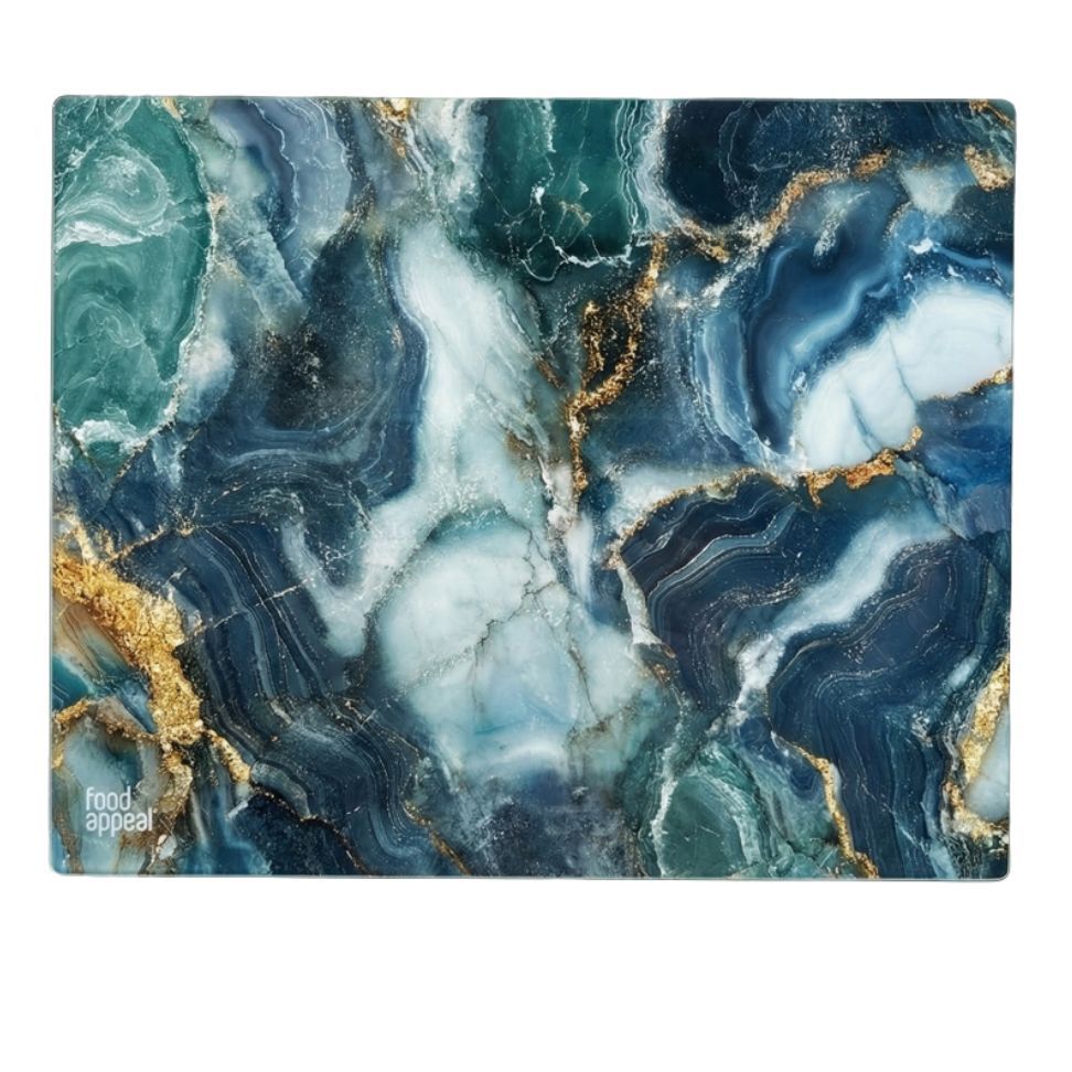 לוח חיתוך זכוכית 30X40 ס"מ BLUE MARBLE מבית Food appeal