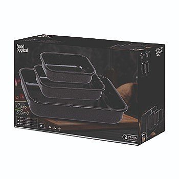 סט 3 תבניות אמייל 35X25 ס"מ + 29X19 ס"מ + 22X16 ס"מ שחור ENAMELWARE