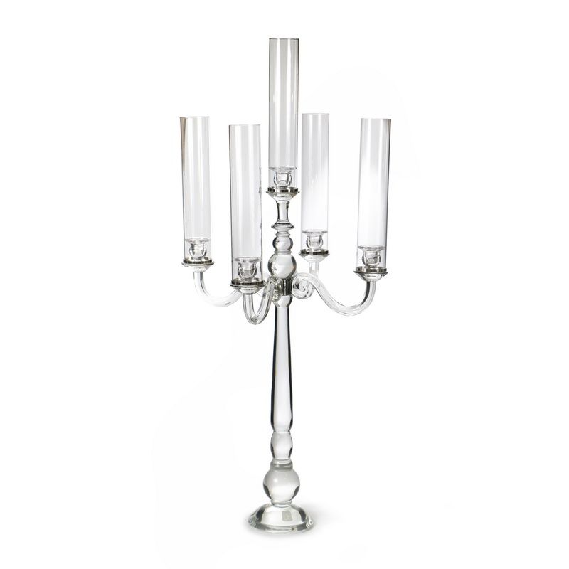 פמוט 5 קנים - קריסטל + כוס מבית נובל קולקשיין גובה 1 מ'