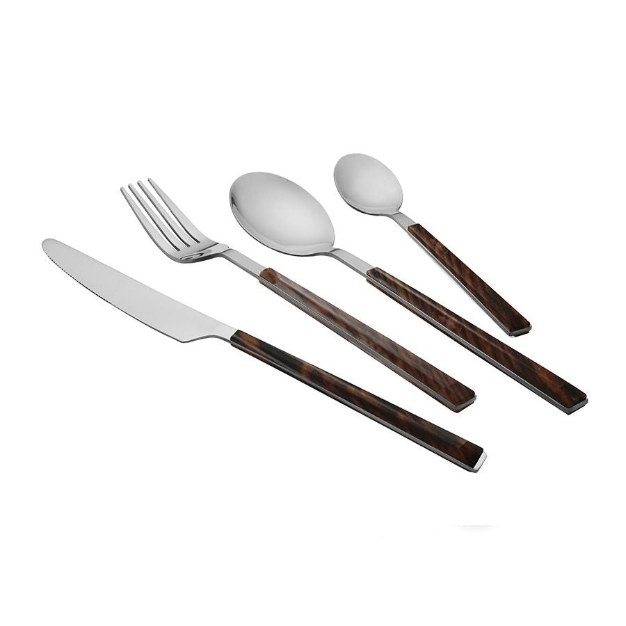 סט סכו"ם 24 חלקים RUBY ידיות דמוי עץ כהה